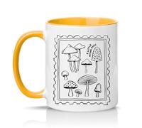Sassy Souls A Little Autumn Magic 11oz Ceramic Novelty Mug Cottagecore Mushroom Nature Tea Coffee Cup Gift Golden Yellow