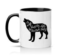 Sassy Souls A Wolf Lives His Life By His Own Rules 11oz Ceramic Novelty Mug Wolf Quote Animal Lovers Tea Coffee Cup Gift Black