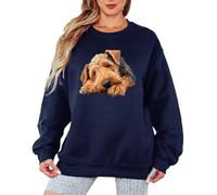 Sassy Souls Airedale Terrier Resting Dog Graphic Womens Sweatshirt Animal Lover Pullover Jumper for Women Cozy Pet Gift M Navy Blue