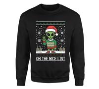Sassy Souls Alien On The Nice List Christmas Holidays Family Matching Sweatshirt Kids Pullover Funny Graphic Pixel Art Jumper 9-11 Years Black