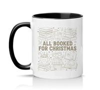 Sassy Souls All Booked for Christmas 11oz Ceramic Novelty Mug Book Lover Reading Christmas Tea Coffee Cup Gift Black