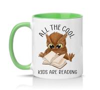 Sassy Souls All The Cool Kids are Reading 11oz Ceramic Novelty Mug Education Literacy Book Lovers Tea Coffee Cup Gift Green