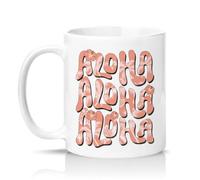 Sassy Souls Aloha 11oz Ceramic Novelty Mug Hawaii Hibiscus Retro Typography Tropical Tea Coffee Cup White