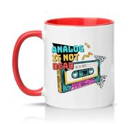 Sassy Souls Analog is Not Dead 90s Hits 11oz Ceramic Novelty Mug Retro Cassette Music Lovers Tea Coffee Cup Gift Red