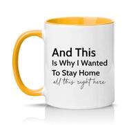 Sassy Souls and This is Why I Wanted to Stay Home All This Right here 11oz Ceramic Novelty Mug Office Humour Tea Coffee Cup Golden Yellow