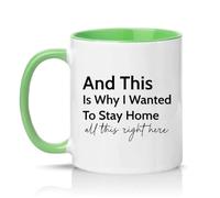 Sassy Souls and This is Why I Wanted to Stay Home All This Right here 11oz Ceramic Novelty Mug Office Humour Tea Coffee Cup Green