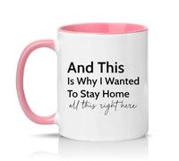 Sassy Souls and This is Why I Wanted to Stay Home All This Right here 11oz Ceramic Novelty Mug Office Humour Tea Coffee Cup Pink
