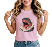 Sassy Souls Aquatic Monster Creature Womens Graphic T-Shirt Deep Sea Fantasy Theme Large Light Pink