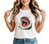 Sassy Souls Aquatic Monster Creature Womens Graphic T-Shirt Deep Sea Fantasy Theme Small White