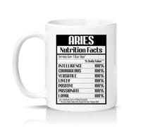 Sassy Souls Aries Nutrition Facts Intelligence Courageous Versatile Lively Positive Passionate 11oz Ceramic Novelty Mug Aries Star Sign Astrology Tea Coffee Cup White