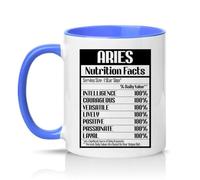 Sassy Souls Aries Nutrition Facts Intelligence Courageous Versatile Lively Positive Passionate 11oz Ceramic Novelty Mug Aries Star Sign Astrology Tea Coffee Cup Blue