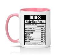 Sassy Souls Aries Nutrition Facts Intelligence Courageous Versatile Lively Positive Passionate 11oz Ceramic Novelty Mug Aries Star Sign Astrology Tea Coffee Cup Pink