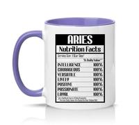 Sassy Souls Aries Nutrition Facts Intelligence Courageous Versatile Lively Positive Passionate 11oz Ceramic Novelty Mug Aries Star Sign Astrology Tea Coffee Cup Light Purple