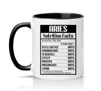 Sassy Souls Aries Nutrition Facts Intelligence Courageous Versatile Lively Positive Passionate 11oz Ceramic Novelty Mug Aries Star Sign Astrology Tea Coffee Cup Black