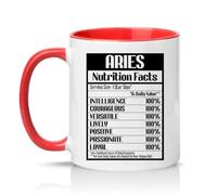 Sassy Souls Aries Nutrition Facts Intelligence Courageous Versatile Lively Positive Passionate 11oz Ceramic Novelty Mug Aries Star Sign Astrology Tea Coffee Cup Red