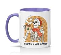 Sassy Souls Baby Its Cold Outside 11oz Ceramic Novelty Mug Skeleton Christmas Tea Coffee Cup Gift Light Purple