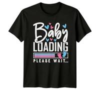 Sassy Souls Baby Loading Please Wait T-Shirt Expecting Parents Gender Reveal Pregnancy Announcement for Him and Her L Black