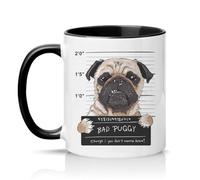 Sassy Souls Bad Puggy Charge You Dont Wanna Know 11oz Ceramic Novelty Mug Pug Dog Humour Tea Coffee Cup Gift Black