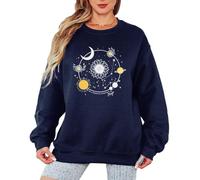 Sassy Souls Be A Seeker Of Everyday Magic Celestial Cosmic Womens Sweatshirt Inspirational Boho Style Pullover Jumper For Women XL Navy Blue