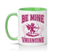 Sassy Souls Be Mine Valentine 11oz Ceramic Novelty Mug Retro Cupid Valentines Day Tea Coffee Cup Gift Green