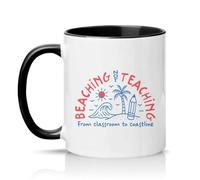 Sassy Souls Beaching Not Teaching from Classroom to Coastline 11oz Ceramic Novelty Mug Retirement Teacher Tea Coffee Cup Gift Black