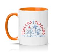 Sassy Souls Beaching Not Teaching from Classroom to Coastline 11oz Ceramic Novelty Mug Retirement Teacher Tea Coffee Cup Gift Orange