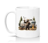 Sassy Souls Bear with Beer Camping Caravan 11oz Ceramic Novelty Mug Outdoors Beer Lovers Tea Coffee Cup Gift White
