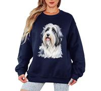 Sassy Souls Bearded Collie Dog Animals Womens Sweatshirt Watercolor Pet Lover Gift Idea Ladies Pullover Jumper S Navy Blue