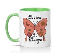 Sassy Souls Become The Change 11oz Ceramic Novelty Mug Spiritual Boho Inspirational Tea Coffee Cup Gift Green