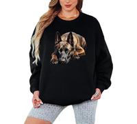 Sassy Souls Belgian Malinois Dog Resting Animal Womens Sweatshirt Graphic Jumper For Women Realistic Canine Pullover Design XL Black