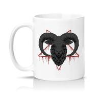 Sassy Souls Black Ram Goat Pentagram 11oz Ceramic Novelty Mug Satanic Goth Occult Tea Coffee Cup Gift White