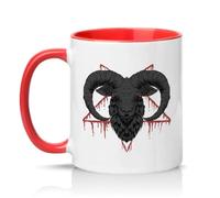 Sassy Souls Black Ram Goat Pentagram 11oz Ceramic Novelty Mug Satanic Goth Occult Tea Coffee Cup Gift Red