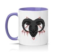 Sassy Souls Black Ram Goat Pentagram 11oz Ceramic Novelty Mug Satanic Goth Occult Tea Coffee Cup Gift Light Purple