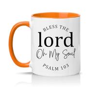 Sassy Souls Bless The Lord Oh My Soul Psalm 103 11oz Ceramic Novelty Mug Bible Verse Christian Tea Coffee Cup Gift Orange