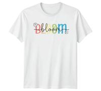 Sassy Souls Bloom Womens T-Shirt Pastel Script Floral Inspirational for Her XL White