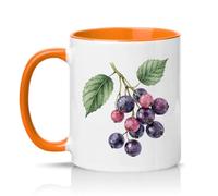Sassy Souls Blueberry Watercolour Botanical 11oz Ceramic Novelty Mug Fruit Illustration Tea Coffee Cup Gift Orange