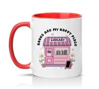 Sassy Souls Books are My Happy Place 11oz Ceramic Novelty Mug Book Lovers Library Aesthetic Tea Coffee Cup Gift Red