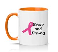 Sassy Souls Brave and Strong Womens 11oz Ceramic Novelty Mug Breast Awareness Support Tea Coffee Cup Gift Orange