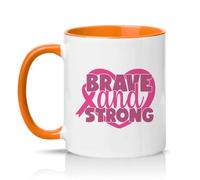 Sassy Souls Brave and Strong Womens 11oz Ceramic Novelty Mug Breast Awareness Survivor Support Tea Coffee Cup Gift Orange