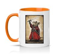 Sassy Souls Brave Mouse Warrior Medieval Illustration 11oz Ceramic Novelty Mug Fantasy RPG Art Tea Coffee Cup Gift Orange