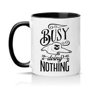 Sassy Souls Busy Doing Nothing 11oz Ceramic Novelty Mug Lazy Sloth Humour Tea Coffee Cup Gift Black
