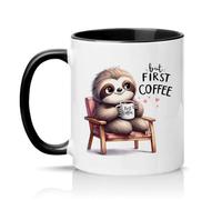 Sassy Souls But First Coffee 11oz Ceramic Novelty Mug Sloth Coffee Lovers Tea Coffee Cup Gift Black