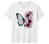 Sassy Souls Butterfly Flower Nature Graphic Tee Mens Womens Unisex T-Shirt Artistic Floral Insect Transformation Apparel 4XL White