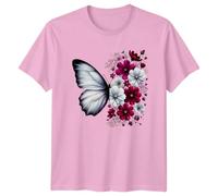 Sassy Souls Butterfly Flower Nature Graphic Tee Mens Womens Unisex T-Shirt Artistic Floral Insect Transformation Apparel S Light Pink