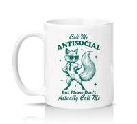 Sassy Souls Call Me Antisocial But Please Dont Actually Call Me 11oz Ceramic Novelty Mug Introvert Humour Office Tea Coffee Cup Gift White