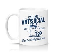 Sassy Souls Call Me Antisocial But Please Dont Actually Call Me 11oz Ceramic Novelty Mug Office Humour Tea Coffee Cup White