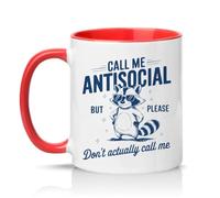 Sassy Souls Call Me Antisocial But Please Dont Actually Call Me 11oz Ceramic Novelty Mug Office Humour Tea Coffee Cup Red