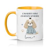 Sassy Souls Cavalier King Charles Spaniel Love 11oz Ceramic Novelty Mug Dog Lover Pet Owners Tea Coffee Cup Gift Golden Yellow