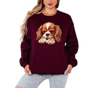 Sassy Souls Cavalier King Charles Spaniel Puppy Dog Animals Womens Sweatshirt Ladies Pullover Jumper Graphic Design For Women Pet Lovers M Maroon