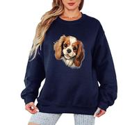 Sassy Souls Cavalier King Charles Spaniel Puppy Dog Breeds Animals Womens Sweatshirt Ladies Pullover Jumper Graphic S Navy Blue